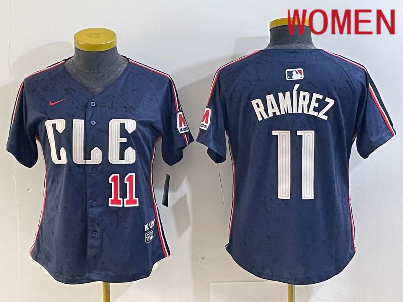 Women Cleveland Indians 11 Ramirez Blue City Edition Nike 2024 MLB Jersey style 2
